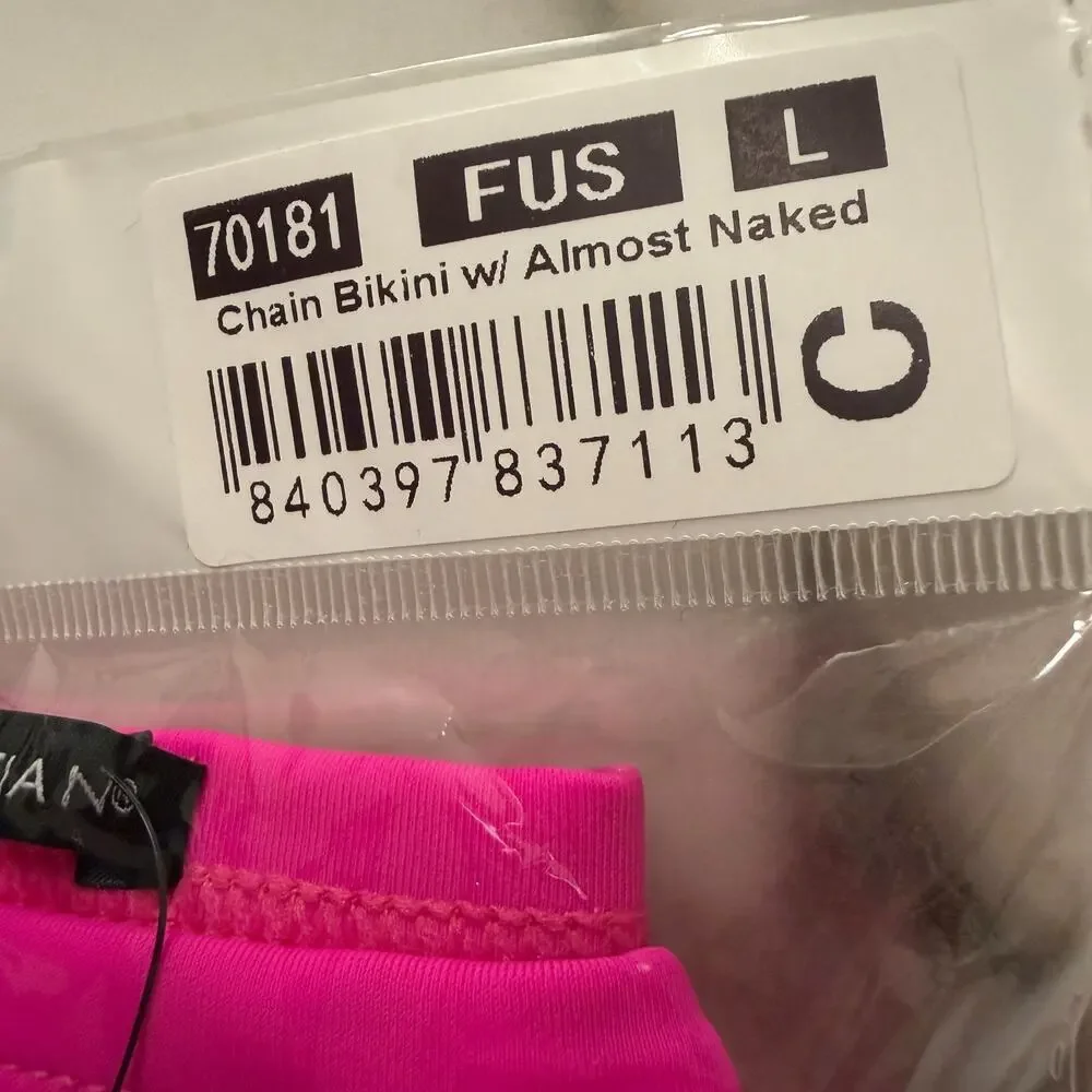 NEW Andrew Christian Chain Bikini Swim Bikini Fuchsia Pink Size Large